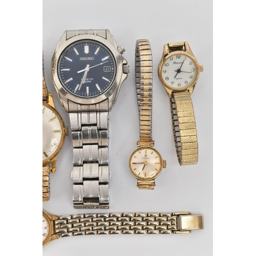 149 - A SELECTION OF LADIES AND GENTS WRISTWATCHES, to include a gents 'Seiko Kinetic' watch, numbered 720... 