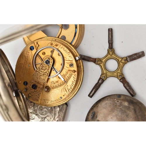 154 - TWO SILVER POCKET WATCHES A PILL BOX AND VESTA CASE, the first a key wound open face pocket watch, r... 