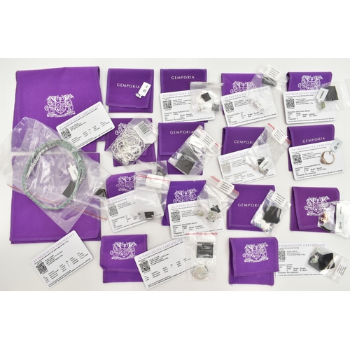 158 - FIFTEEN ITEMS OF SILVER AND WHITE METAL GEM SET JEWELLERY, to include a pair of cultured pearl stud ... 