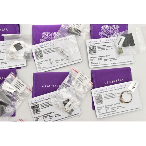 158 - FIFTEEN ITEMS OF SILVER AND WHITE METAL GEM SET JEWELLERY, to include a pair of cultured pearl stud ... 