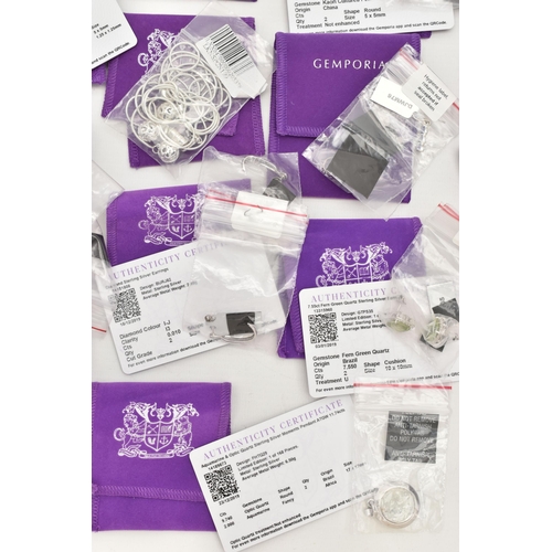 158 - FIFTEEN ITEMS OF SILVER AND WHITE METAL GEM SET JEWELLERY, to include a pair of cultured pearl stud ... 