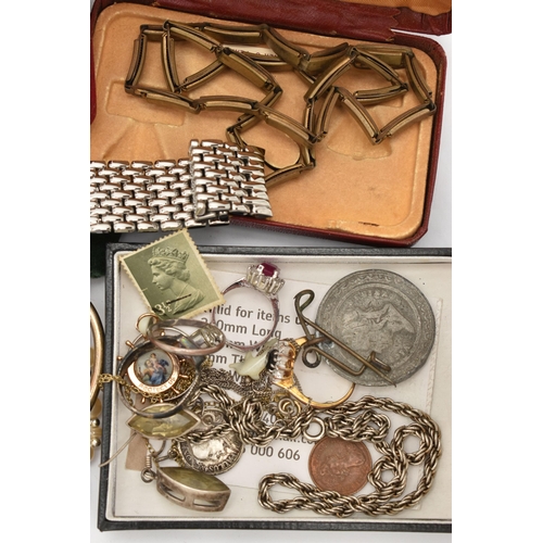 164 - A SELECTION OF MAINLY COSTUME JEWELLERY, to include two pairs of Jasper Conran cufflinks, three two ... 