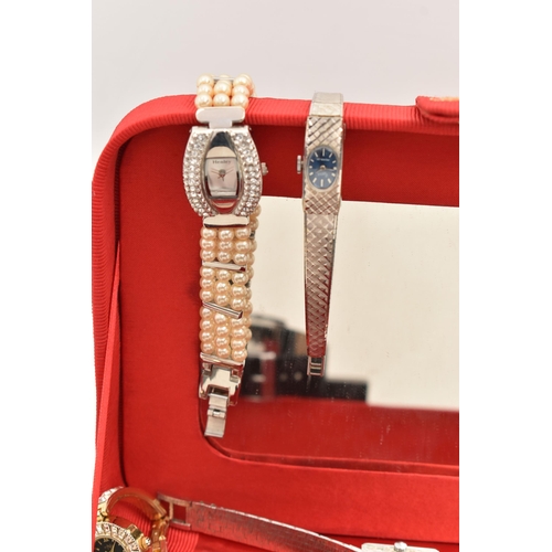 167 - A SELECTION OF WATCHES, to include a cased Seksy watch, two lady's textured finish Accurist wristwat... 