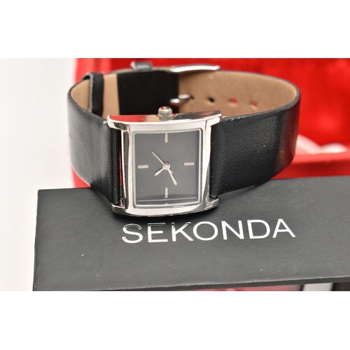 167 - A SELECTION OF WATCHES, to include a cased Seksy watch, two lady's textured finish Accurist wristwat... 