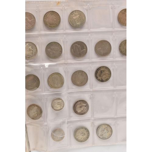 225 - TWO ALBUMS CONTAINING MIXED COINS, to include UK coins with amounts of Silver 3d coins Victoria-Geor... 