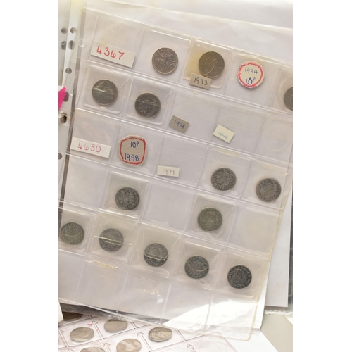 225 - TWO ALBUMS CONTAINING MIXED COINS, to include UK coins with amounts of Silver 3d coins Victoria-Geor... 