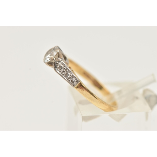 253 - AN 18CT GOLD DIAMOND RING, set with a central round brilliant cut diamond, in a six claw setting (cl... 