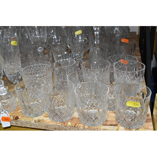 336 - A QUANTITY OF GLASSWARE, comprising a set of six Caithness tumblers, a Stuart Crystal 'Sandringham' ... 