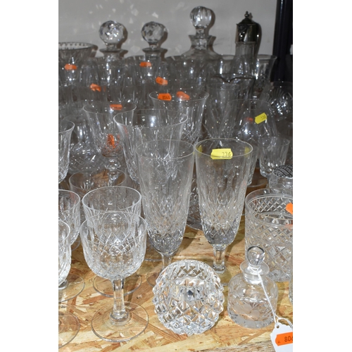 336 - A QUANTITY OF GLASSWARE, comprising a set of six Caithness tumblers, a Stuart Crystal 'Sandringham' ... 