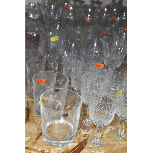 336 - A QUANTITY OF GLASSWARE, comprising a set of six Caithness tumblers, a Stuart Crystal 'Sandringham' ... 