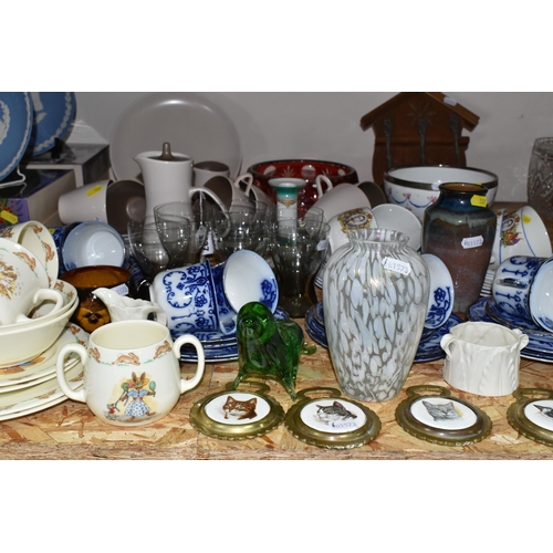 337 - A COLLECTION OF NAMED CERAMICS, comprising a Poole Pottery Twin tone 'Mushroom and Sepia'  hot water... 