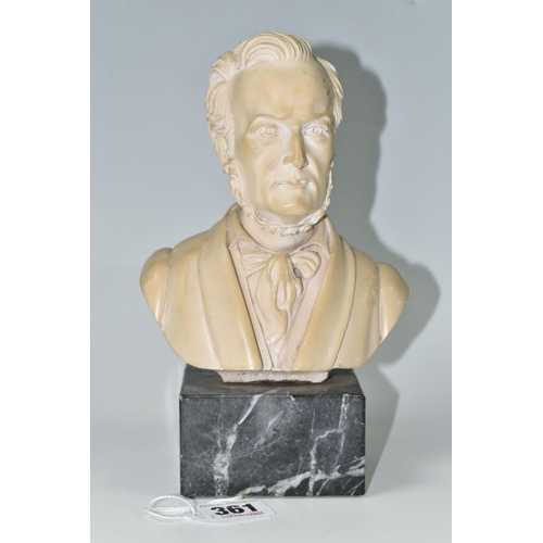 361 - A COMPOSITION BUST OF RICHARD WAGNER, on a grey marble base, height 21cm (1) (Condition Report: gene... 