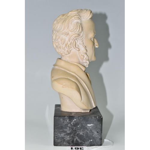 361 - A COMPOSITION BUST OF RICHARD WAGNER, on a grey marble base, height 21cm (1) (Condition Report: gene... 