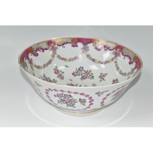 380 - AN 18TH CENTURY STYLE CHINESE EXPORT PORCELAIN PUNCH BOWL, polychrome enamel decoration, diameter 29... 