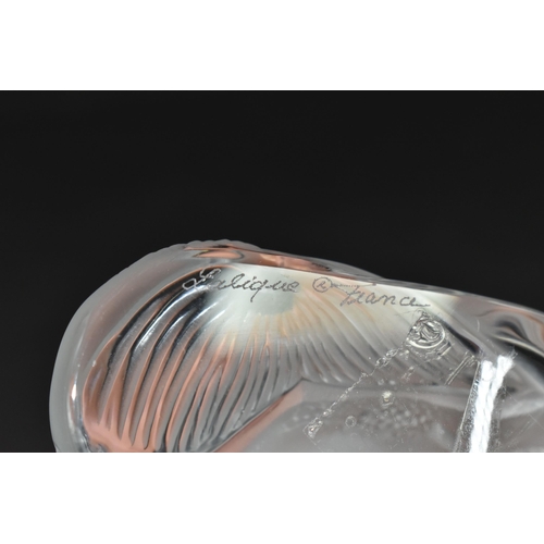 386 - A LALIQUE 'THEANO' PAPERWEIGHT/FIGURINE, depicting a mermaid reclining on a rocky base, engraved mar... 