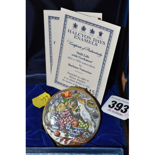 393 - EIGHT HALCYON DAYS BONBONNIERES, a collection of eight Halcyon Days enamel boxes, oval and circular ... 