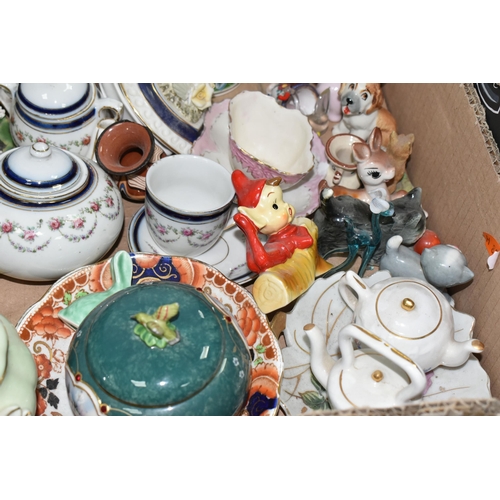 522 - FIVE BOXES AND LOOSE CERAMICS AND GLASS WARE, to include a boxed set of four Edinburgh Crystal tumbl... 