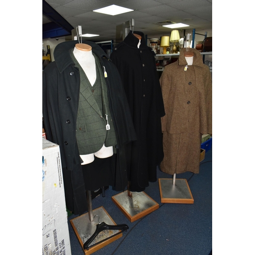 530 - A GROUP OF GENTLEMEN'S VINTAGE INVERNESS OVERCOATS, comprising a brown wool 'Herringbone' pattern In... 