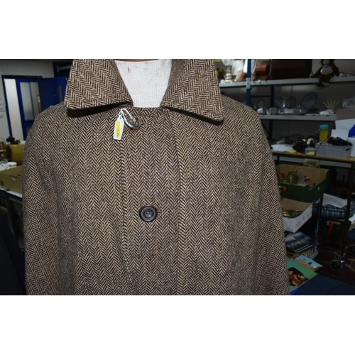 530 - A GROUP OF GENTLEMEN'S VINTAGE INVERNESS OVERCOATS, comprising a brown wool 'Herringbone' pattern In... 