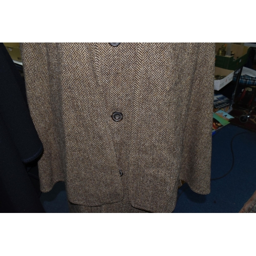 530 - A GROUP OF GENTLEMEN'S VINTAGE INVERNESS OVERCOATS, comprising a brown wool 'Herringbone' pattern In... 