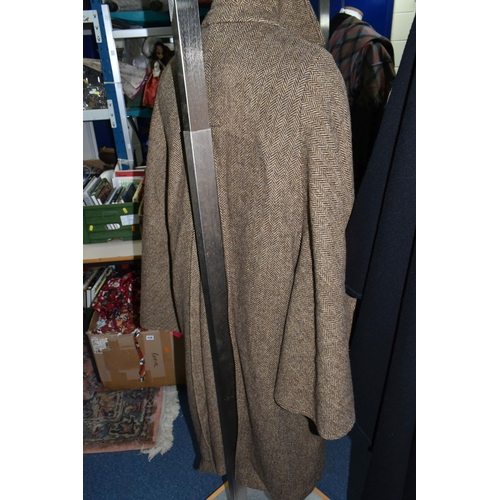 530 - A GROUP OF GENTLEMEN'S VINTAGE INVERNESS OVERCOATS, comprising a brown wool 'Herringbone' pattern In... 