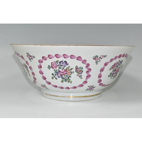 380 - AN 18TH CENTURY STYLE CHINESE EXPORT PORCELAIN PUNCH BOWL, polychrome enamel decoration, diameter 29... 