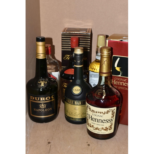 911 - ALCOHOL, Six Bottles of Cognac, Brandy & Spirit comprising 1 x 1 Litre bottle of HENNESSEY Very Spec... 