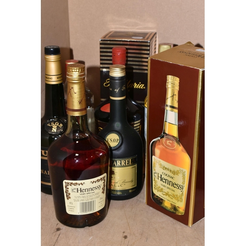 911 - ALCOHOL, Six Bottles of Cognac, Brandy & Spirit comprising 1 x 1 Litre bottle of HENNESSEY Very Spec... 