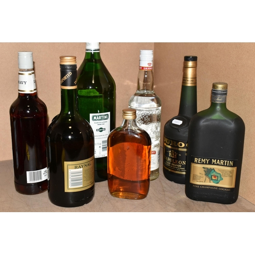 912 - ALCOHOL, Seven Bottles of Cognac, Brandy & Spirit comprising 1 x REMY MARTIN VSOP Cognac, 1970's bot... 