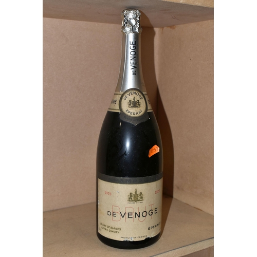 921 - One Magnum of DE VENOGE 1975 Blanc De Blancs Champagne, bottle dusty, seal intact, ullage approx. 2.... 