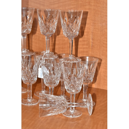 1200A - A SET OF SIX WATERFORD LISMORE  WINE GLASSES, comprising eleven with inscribded mark to the base and... 