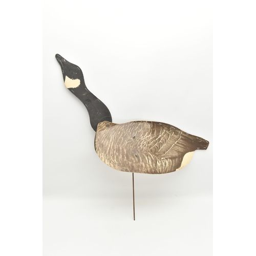 911A - A JOHNSON'S FOLDING STAKE-OUT CANADA GOOSE DECOY, complete with metal stand, the decoy is a lithogra... 