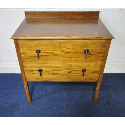 1207 - A 20TH CENTURY OAK CHEST OF TWO DRAWERS, width 77cm x depth 46cm x height 84cm (condition report: ge... 