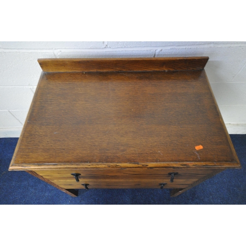 1207 - A 20TH CENTURY OAK CHEST OF TWO DRAWERS, width 77cm x depth 46cm x height 84cm (condition report: ge... 