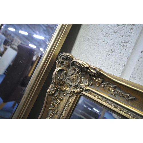 1210 - TEN VARIOUS GILT FRAME WALL MIRRORS, varying in shape, size, style, etc, along with a wall clock (co... 