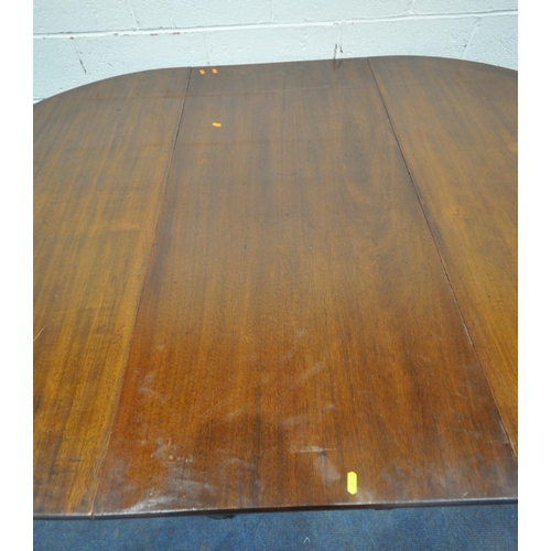 1233 - A GEORGIAN MAHOGANY THREE SECTION OVAL TABLE, comprising a pair of D end tables, and a central recta... 