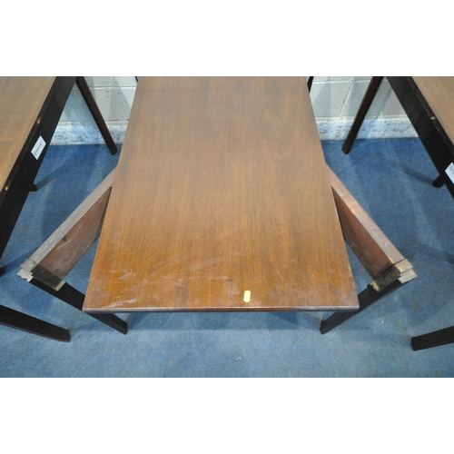 1233 - A GEORGIAN MAHOGANY THREE SECTION OVAL TABLE, comprising a pair of D end tables, and a central recta... 