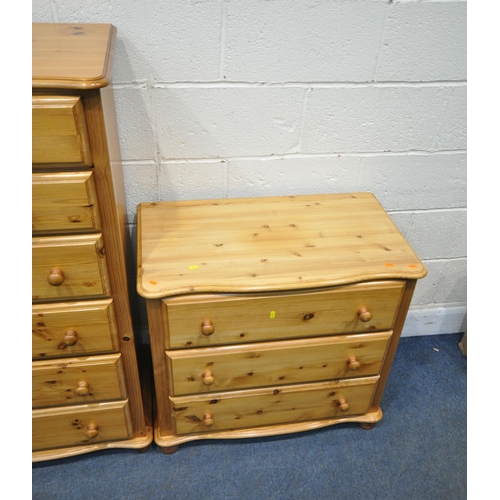 1240 - A MODERN PINE CHEST OF EIGHT DRAWERS, with serpentine front, width 79cm x depth 49cm x height 124cm,... 