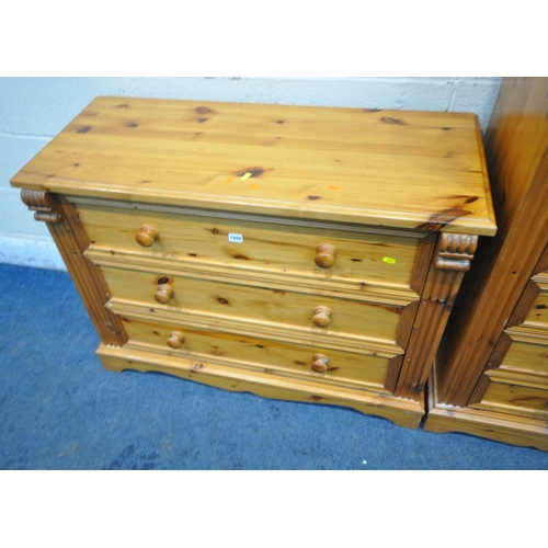 1244 - A MODERN PINE FOUR PIECE BEDROOM SUITE, comprising a chest of three long drawers, width 103cm x dept... 