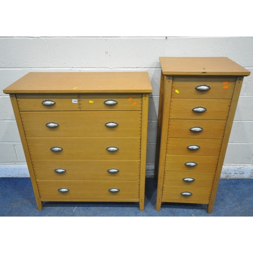 1245 - A MODERN OAK CHEST OF TWO SHORT OVER FOUR LONG DRAWERS, width 93cm x depth 46cm x height 106cm, alon... 