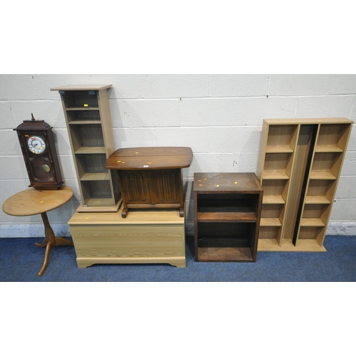 1248 - A SELECTION OF OCCASIONAL FURNITURE, to include an oak linenfold magazine table, with hinged lids, a... 