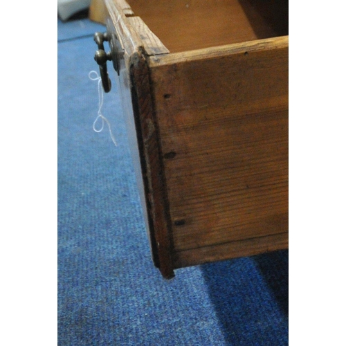 1257 - A 19TH CENTURY PINE BLANKET CHEST, with a hinged lid, and two drawers, raised on turned legs, width ... 