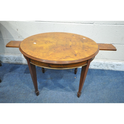 1282 - A 20TH CENTURY OAK BARLEY TWIST GATE LEG TABLE, open width 92cm x depth 61cm x height 73cm, along wi... 