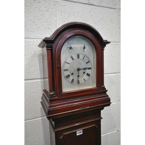 1286 - A 20TH CENTURY LONGCASE CLOCK, adapted from a mantle clock and a separate trunk, height 178cm, along... 