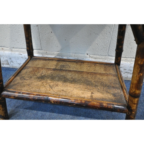 1289 - A RECTANGULAR BAMBOO SIDE TABLE, raised on four splayed legs, united by an undershelf, width 64cm x ... 