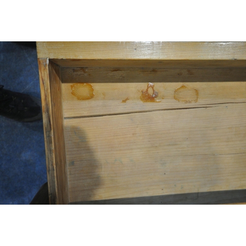 1295 - A 19TH CENTURY PINE WASHSTAND, with raised back and sides, two frieze drawers, raised on shaped legs... 