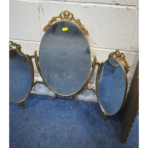 1309 - A SELECTION OF GILT FRAMED MIRRORS, to include two triple dressing mirrors, and four wall mirrors (c... 