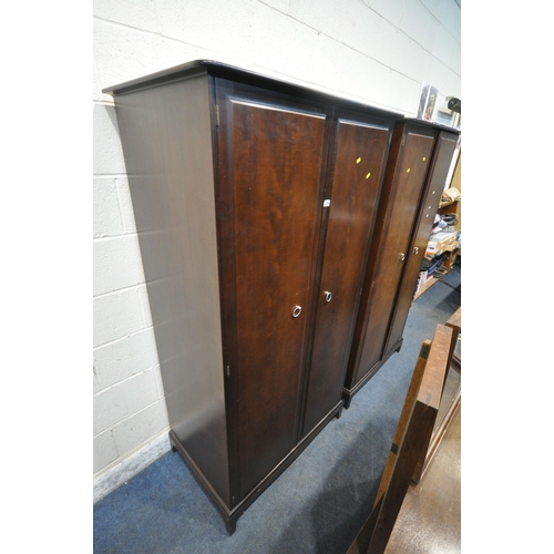 1336 - A PAIR OF STAG MINSTREL DOUBLE DOOR WARDROBES, width 97cm x depth 60cm x height 178cm, a dressing ta... 