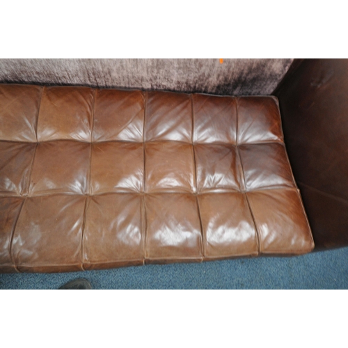 1340 - A LARGE BROWN LEATHER SOFA, length 238cm x depth 96cm x height 75cm (condition report: general signs... 