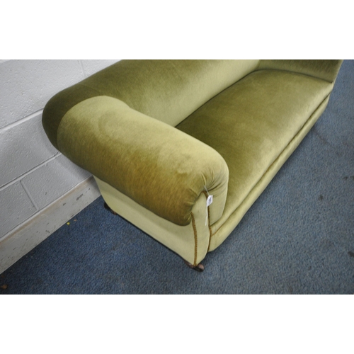 1343 - A GREEN UPHOLSTERED CHESTERFIELD STYLE SOFA, length 185cm x depth 81cm x height 70cm (condition repo... 